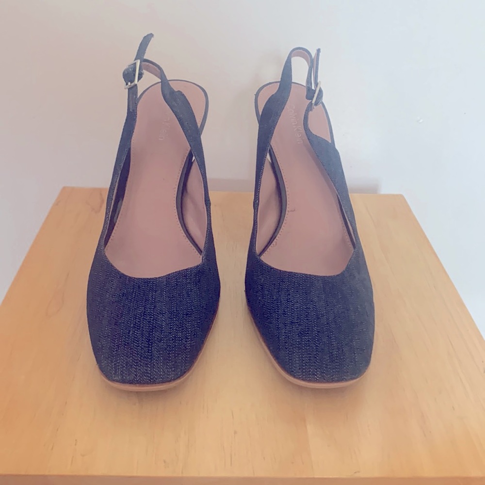 Denim sling backs